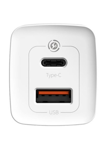 Зарядное устройство (CCGAN2L-B02) Baseus 2xUSB 65W GaN (USB-C+USB-A) white (370014842)