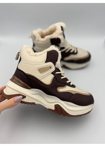 Коричневые теплые зимние кроссовки для девочек и женщин No Brand