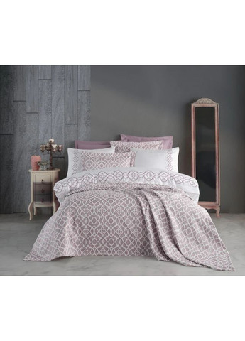 Набор постельного белья с вышивкой и жаккардовым покрывалом - Victoria pudra пудра евро Dantela Vita (286420284)