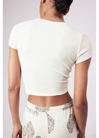 Женский приталенный топ Н&М (58360) XS Молочный H&M (337498886)