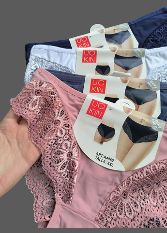 Набор 4 шт трусы слип микрофибра с кружевом UOKIN (323223114)