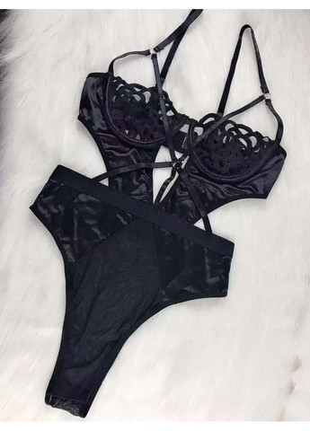 Мереживний боді із підтяжками та вишивкою і кісточками та кнопками в зоні паху. Мереживний бодік із вишивкою China (360865982)