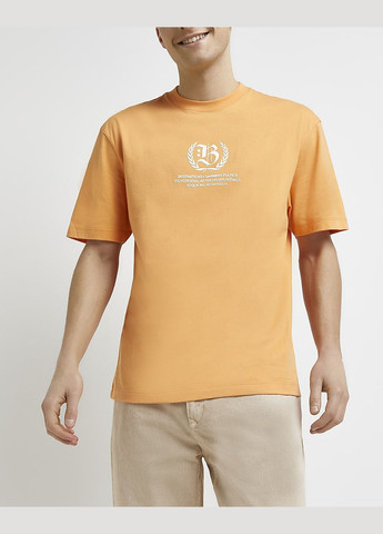 Помаранчева футболка basic,помаранчевий з принтом, River Island