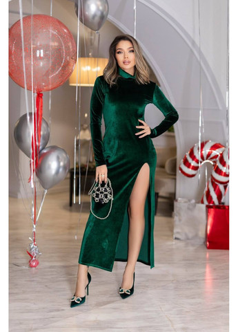 Изумрудное вечернее праздничное бархатное платье — замер в описании Vione однотонное
