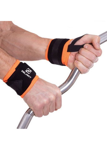 Бинти кистьові для жиму (2шт) STRENGTH WRIST WRAPS TA-2256 (PL, еластан, р-р 50х8см, чорний-оранжевий) (TA-2256) Zelart (361437044)