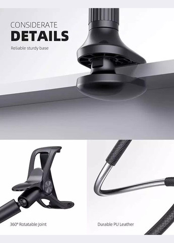 Гнучкий тримач для телефона з прищіпкою IVY III 95 см Flexible Mobile Holder Black VHG (334305015)