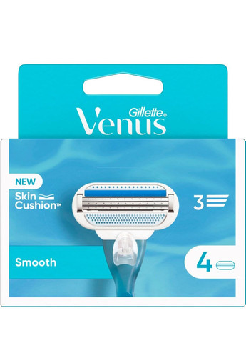 Gillette Smooth (4 шт) женские лезвия | кассеты | картриджи для бритвы Venus (315729022)