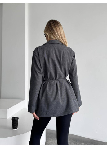 Серый женский женский пиджак с плечиками серого цвета 35222 No Brand однотонный - демисезонный