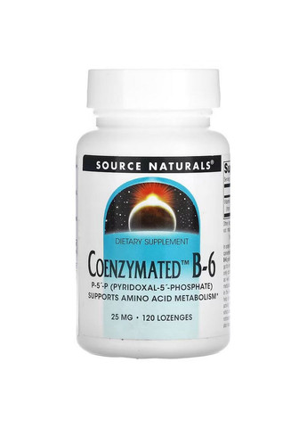 Вітаміни та мінерали Coenzymated Vitamin B6 25 mg, 120 льодяників Source Naturals (293483381)