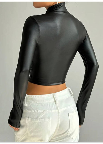 Стильний укорочений топ на блискавці з ефектною посадкою No Brand (370547487)