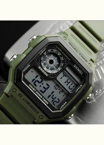 Чоловічий спортивний електронний годинник 1299AG Темно-зелений Skmei (318020632)