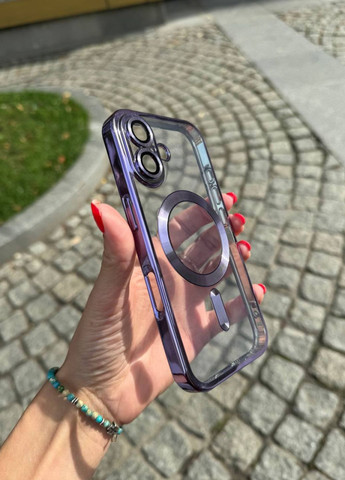 Чохол для iPhone 16 Shining with MagSafe захист камери Violet / чохол для айфон 16 магсейф фіолетовий No Brand (305572623)