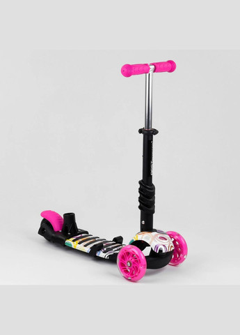 Самокат 5в1 75009. Абстракция, 3 PU колеса с подсветкой. Розовый Best Scooter (285766579)