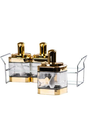 Набор банок для сыпучих продуктов с ложкой на подставке Золото TS Kitchen (360456906)