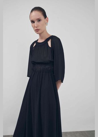 Черное праздничный, коктейльное, вечернее черное шифоновое платье FLOW