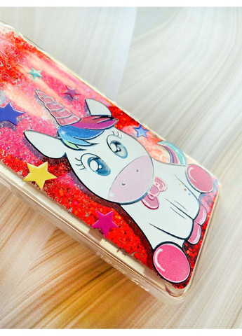 Чохол з плаваючими блискітками на Samsung Galaxy A24 (A245) Червоний Єдиноріг (принт 102) CASE CONTROL (360657842)
