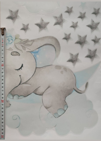 Вінілові наклейки на стіну Слоненято спить на блакитному місяці (лист 30 х 90 см) б394-46-1 No Brand (302242552)