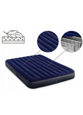 Надувний матрац 64765, 152 х 203 х 25 см, із двома подушками, насосом. Двомісний Intex (293242287)