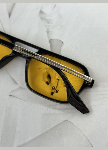 Сонцезахисні окуляри з подвійною переносицею унісекс Чорний з жовтим No Brand (290704849)