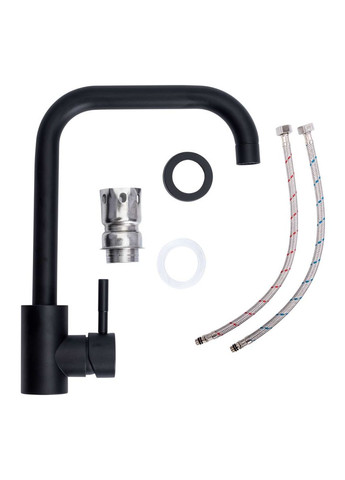 Мийка гранітна 7950 SELENA (чорна) + сифон 1041 + змішувач BG77 (чорний) Valeso (362209957)