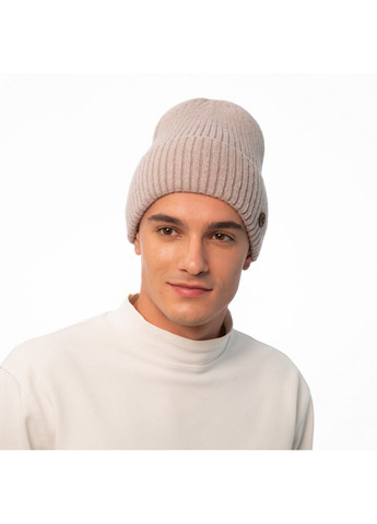 Шапка біні чоловіча вовна мериноса коричнева EVELYN 955-586 LuckyLOOK 955-586M (322791184)