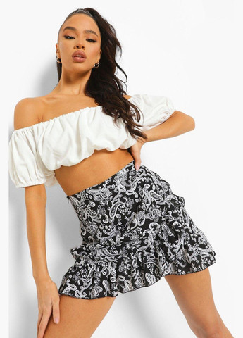 Черная повседневная с рисунком юбка Boohoo