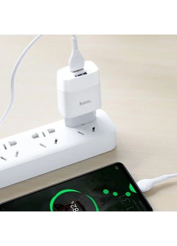 Мережевий зарядний пристрій з кабелем C73A Glorious dual port charger set(Type-C) 12W White Hoco (399781087)