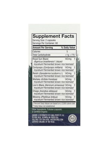 Мицелий из 7 видов грибов Stamets 7, 120 вегакапсул для поддержки иммунной системы Host Defense (334705699)