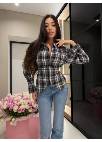 Жіноча силуетна сорочка в клітку Fashion (382225391)