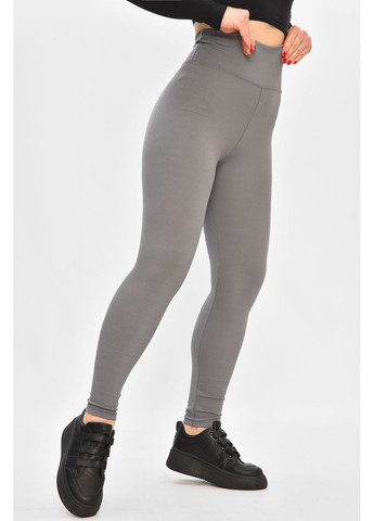 Лосины женские полубатальные в рубчик на флисе серого цвета Let's Shop (369363832)