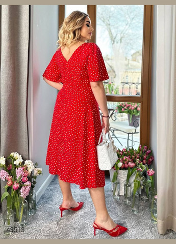 Червона повсякденний сукня великих розмірів літня Liton в горошок