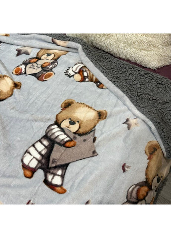 Двосторонній Плед "Comfort & Style" (Велюр + Teddy Fur), розмір 200*220 см сірого кольору з малюнком No Brand (366561123)