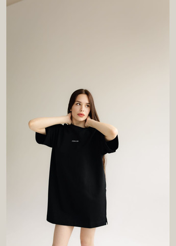 Оверсайз футболка з вишивкою чимчикує дах чорна nadiupishou (337990782)