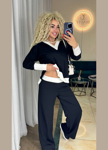 Удобный женский костюм двунитка + рубчик No Brand С1519-1518-2045/1 (347176237)