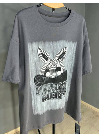 Футболка жіноча YIGOU 23 напис малюнок кролик оверсайз подовжена one size No Brand - (319627280)