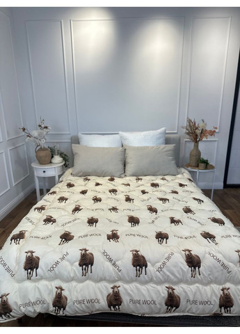 Ковдра двоспальна з овечої вовни Pure wool 21434 175х215 см бежева Arda (365964073)