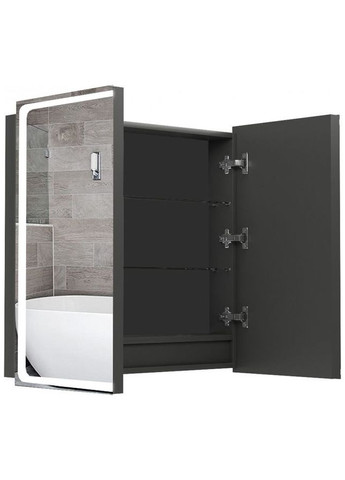 Зеркальный шкаф Alfa 120 с LED-подсветкой и подогревом черный ХАСТ (315724868)