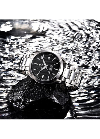 Годинник механічний з автопідзаводом для чоловіків сріблястий водонепроникний з календарем ProDobro (367267367)