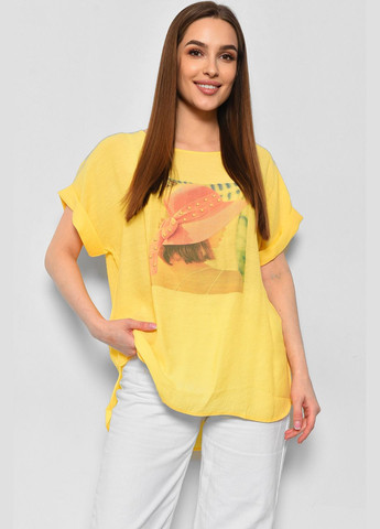 Жовта літня футболка жіноча напівбатальна жовтого кольору Let's Shop