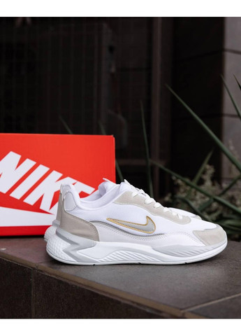 Бежевые демисезонные кроссовки мужские nike racer white silver найк No Brand