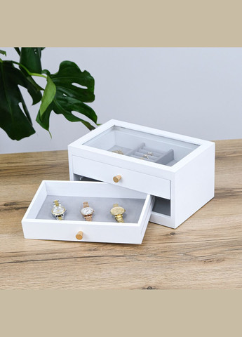 Шкатулка для украшений двухслойная деревянная белая см. (JZ-036-2) Гранд Презент (322190829)