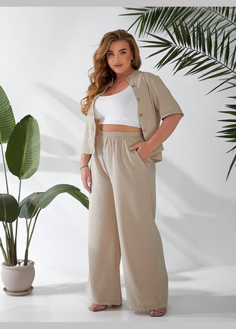 Жіночий легкий класичний костюм бежевого кольору 33134 Fashion (332165002)