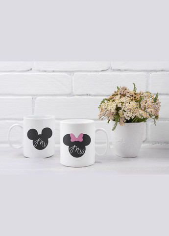 Парні чашки кружки Mr and Mrs Міккі та Мінні Маус 3 для Закоханих Біла 330 мл Orca (316259452)