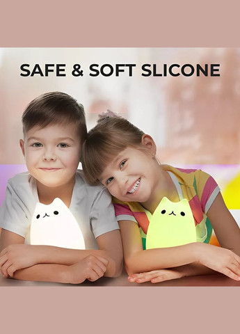 Ночник детский силиконовый Котик, 7 Цветов LED Mommy Bag (280941827)