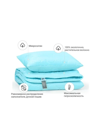 Одеяло Набор Хлопковый №1706 Eco Light BLue Одеяло 220х240 + подуш (ek43320) Mirson Набор Хлопковый 1706 Eco Light BLue Одеяло 220х240 (392399292)