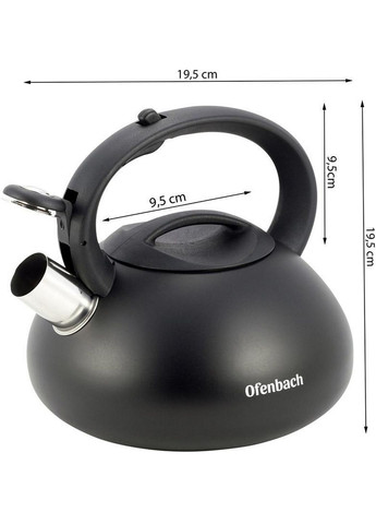 Чайник happy kettle из нержавеющей стали со свистком, матовый Ofenbach (282595840)