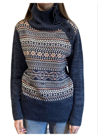 Комбинированный демисезонный свитер удлиненный Fashion Club
