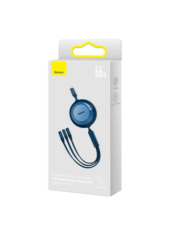 Кабель Bright Mirror 2 Series Retractable 3-in-1 Fast Charging Data Cable USB to M+L+C 66W 1.1m Blue Baseus (371363135)