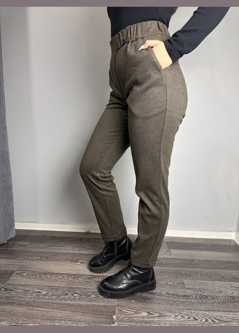 Жіночі теплі брюки коричневі завужені до низу MKJL1131013-5 Modna KAZKA (277159894)