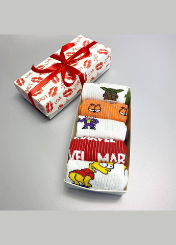 Комбіновані набір жіночих шкарпеток 36-41 5 пар з мультяшним малюнком у подарунковій коробці Vakko (308790496)